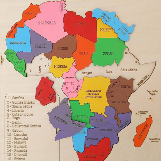 Wooden Africa map puzzle