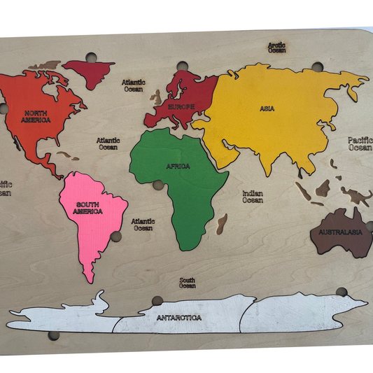 Wooden world map puzzle